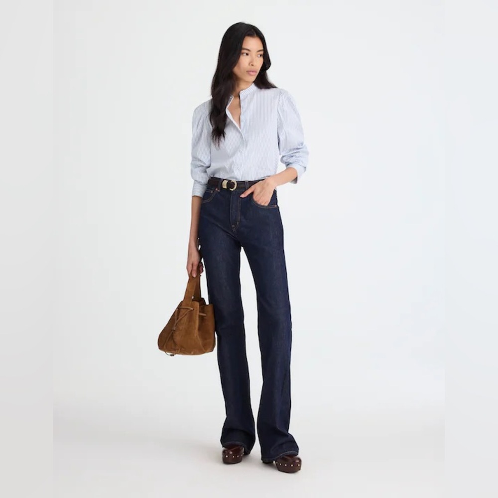 MADEWELL Puff-Sleeve Button-Up Long Sleeve Shirt - size Small - Picture 5 of 9